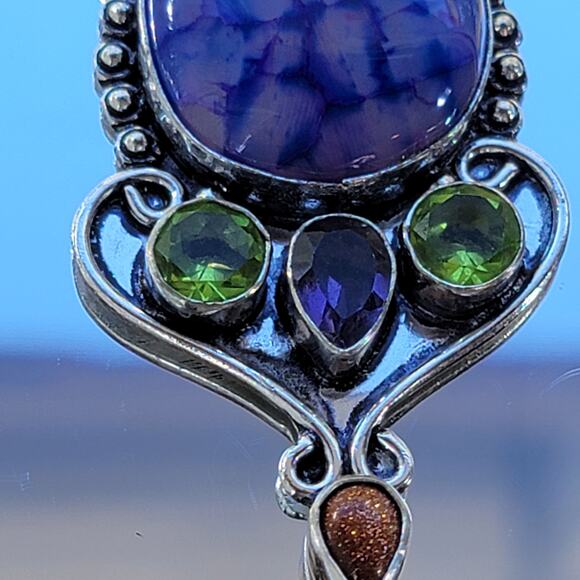 Amethyst Teardrop Pendant with 20-Inch Sterling Silver Chain - Picture 3 of 10